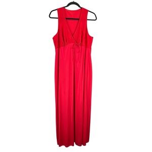 Vintage JC Penney Maxi Sleeveless Empire Waist Red Nightgown Sz S